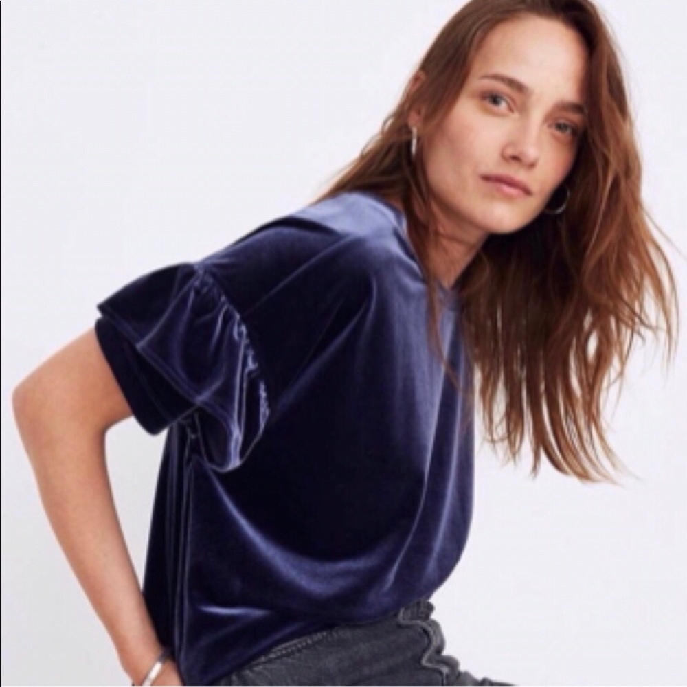 Madewell velvet ruffle sleeve tee